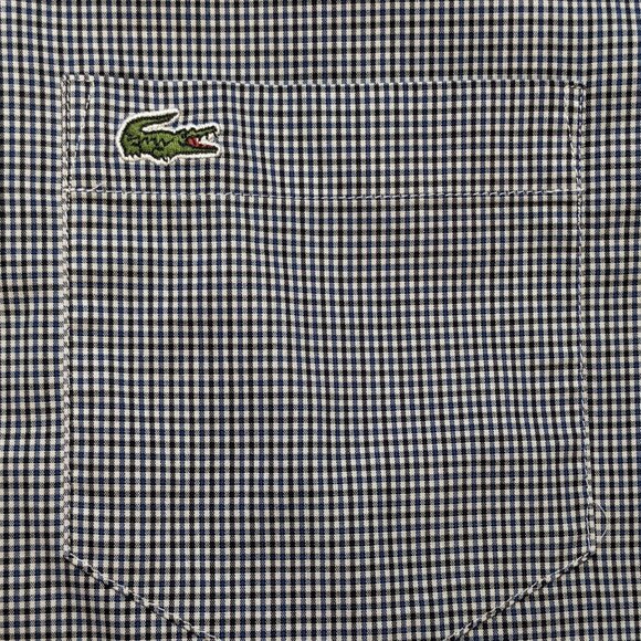 Lacoste Men's Regular Fit Twill Checkered Collared Button Down Shirt M/L - Picture 3 of 11